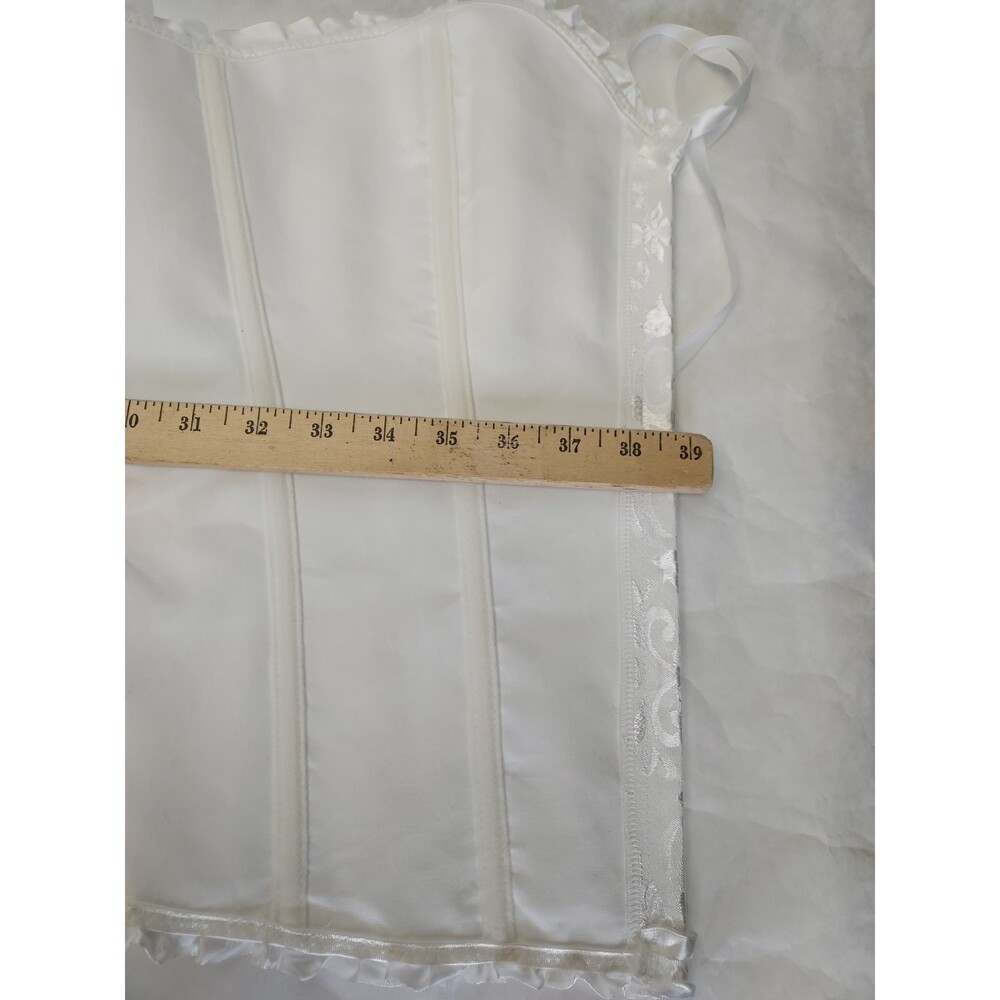 Corset Over Bust Lace Up Bustier US 20-22 6X White Paisley Costume Sexy Lingerie - Picture 8 of 15
